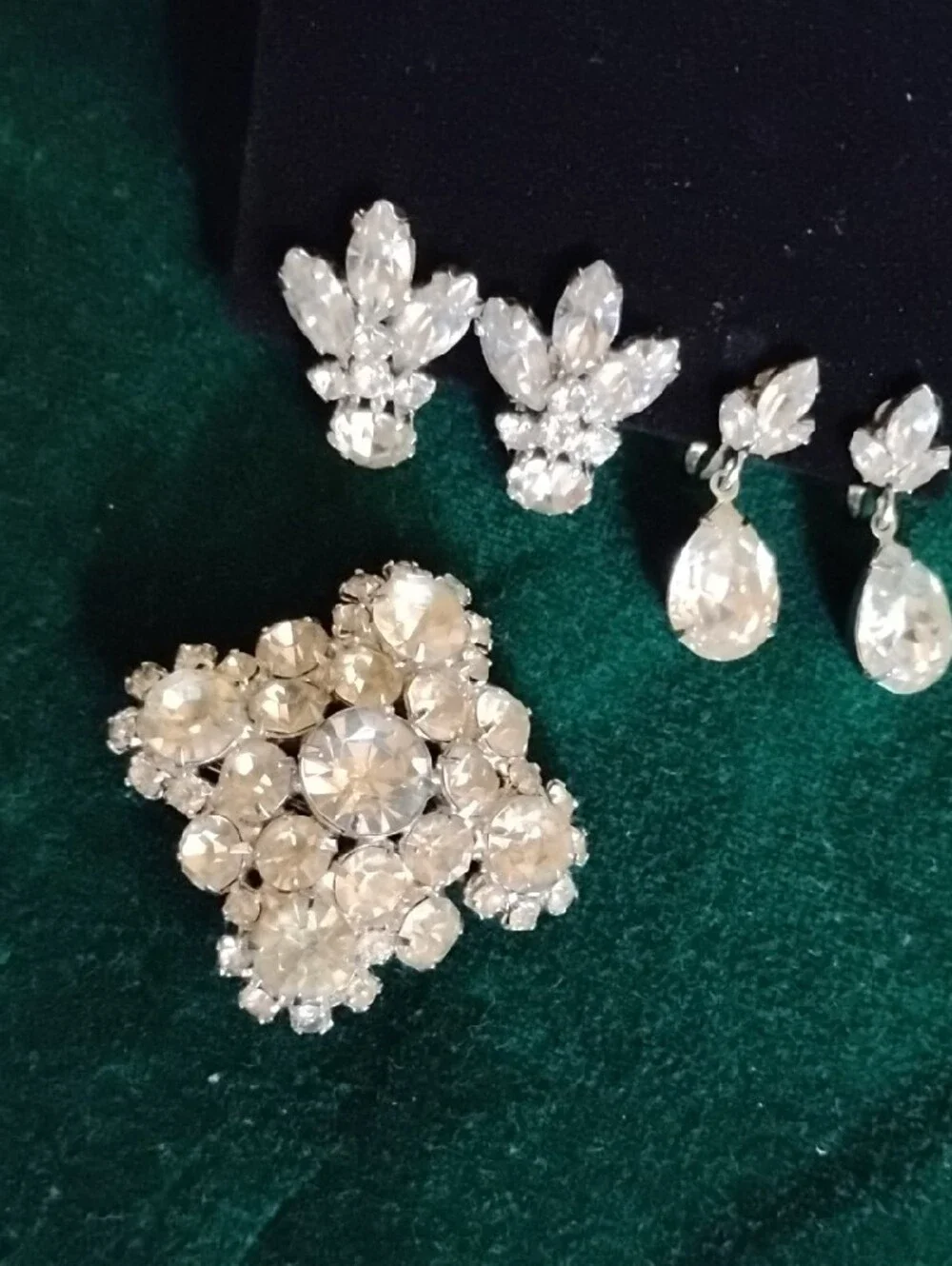 Vintage Crystal Brooch With Earrings
